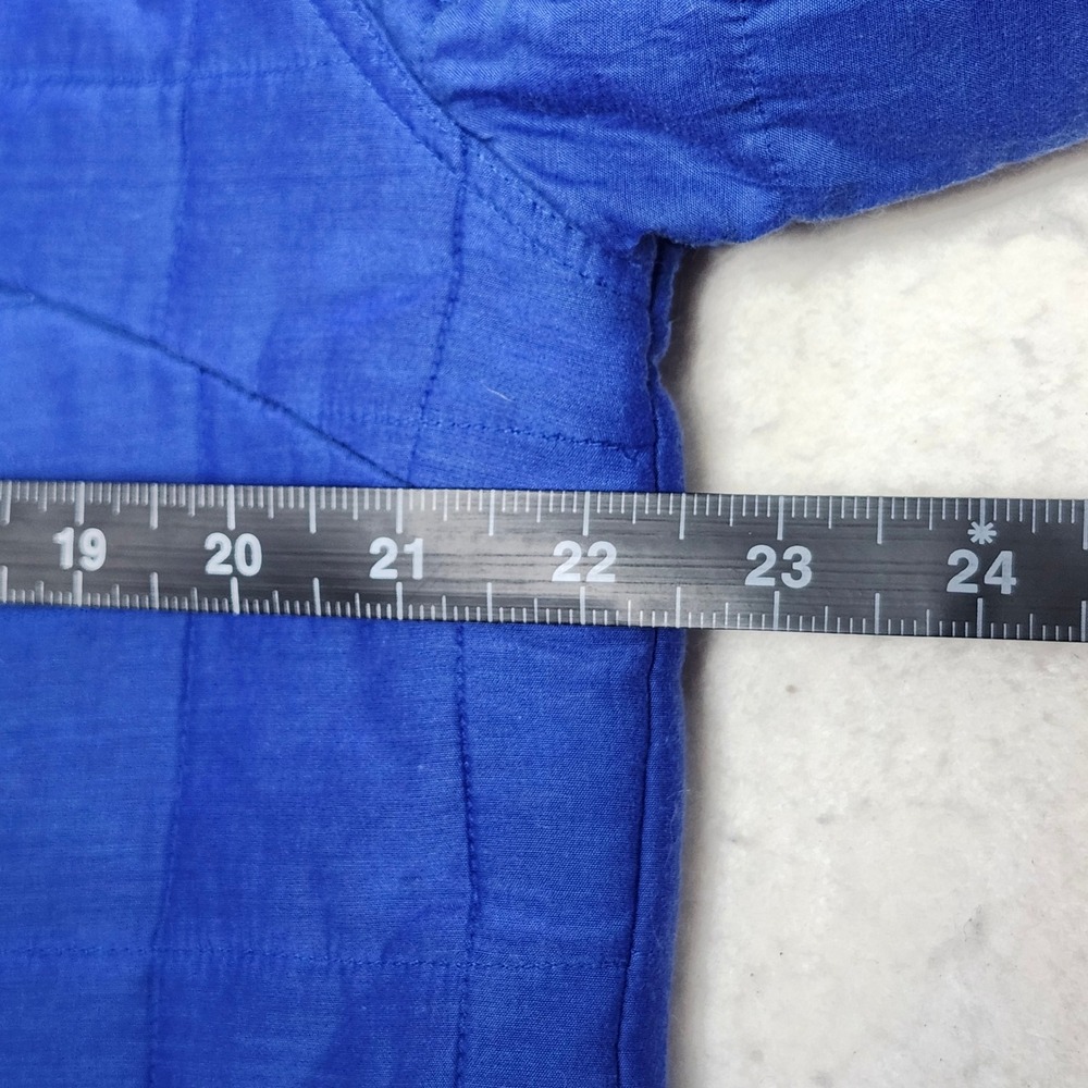Vintage 100% Silk Quilted Barn Jacket Royal Blue Velvet Collar 90s Bogari Small - Picture 3 of 10